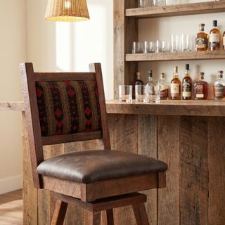 Barnwood Colonial Swivel Counter Stool - Upgrade Fabric