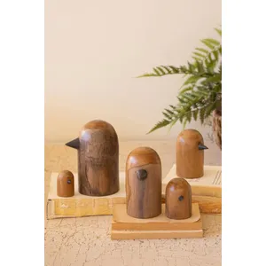 Set of 5 Teakwood Bird Sculptures 1