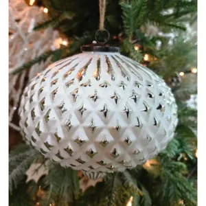 Large White Diamond Orb 8x6.5x6.5in 1