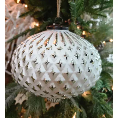 Large White Diamond Orb 8x6.5x6.5in