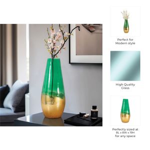 REEDMORE GREEN GLASS VASE 19 (IN) 10
