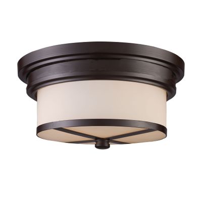 Noor 13″ Wide 2-Light Flush Mount - Oiled Bronze