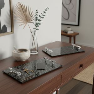 LARKLAND SET OF 2 BLACK TRAY 2 (IN) 12