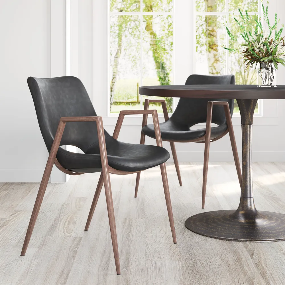 Desi Dining Chair Black & Walnut