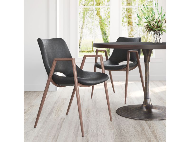 Desi Dining Chair Black & Walnut 2