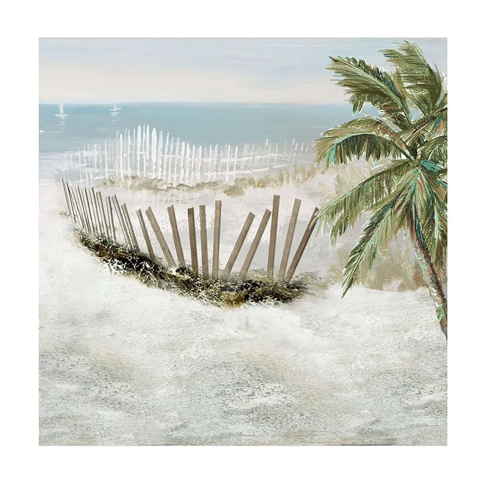 31-1/2" BEACH SCENE W/PALM TREE CANVAS