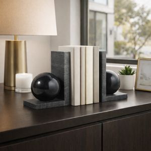 HELTONPORT SET OF 2 BLACK BOOKENDS 6 (IN) 2