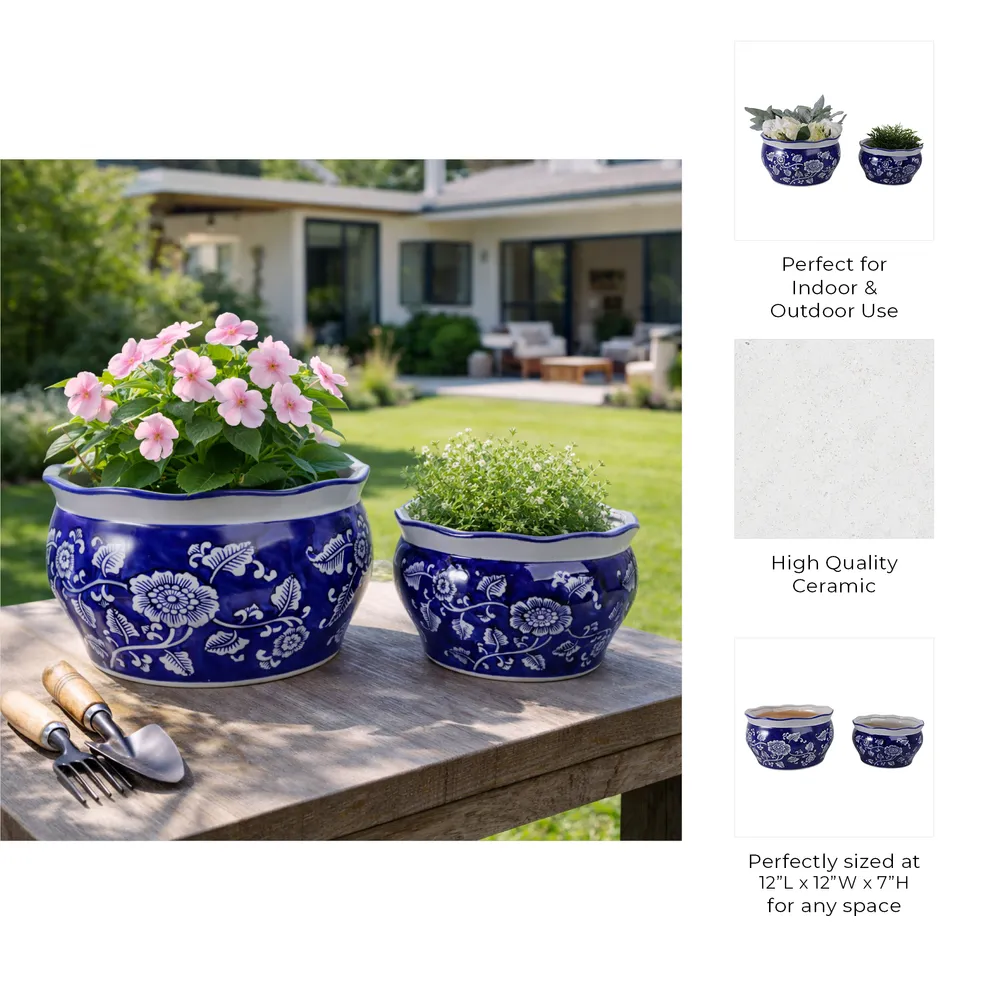 HENLEYDALE SET OF 2 BLUE PLANTER 7 (IN)