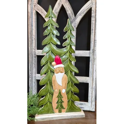 Wooden Tree with Santa 24x10in