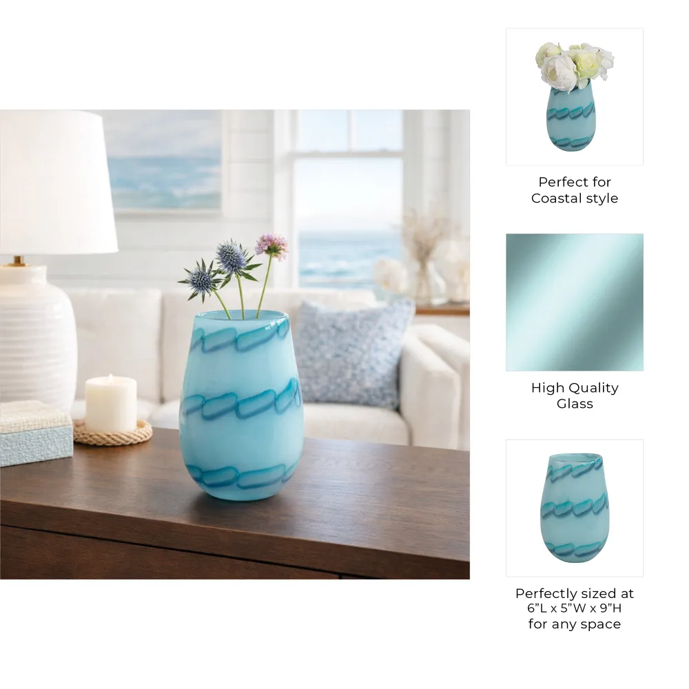HELENARIDGE BLUE GLASS VASE 9 (IN)
