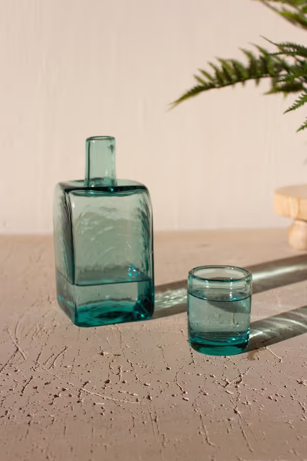 Bedside Water Carafe and Drinking Glass