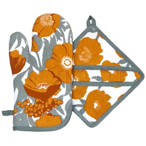 Icelandic Poppies Gold Oven Mitt Pot Holder (set of 2) 2