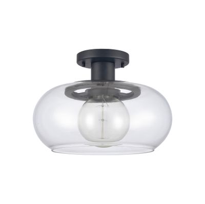 Clement 13″ Wide 1-Light Semi Flush Mount - Matte Black