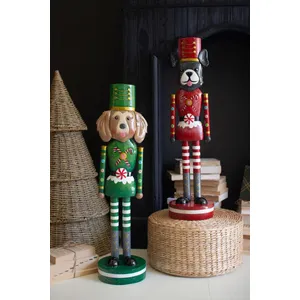 Set of 2 Painted Metal Christmas Dog Nutcrackers 1
