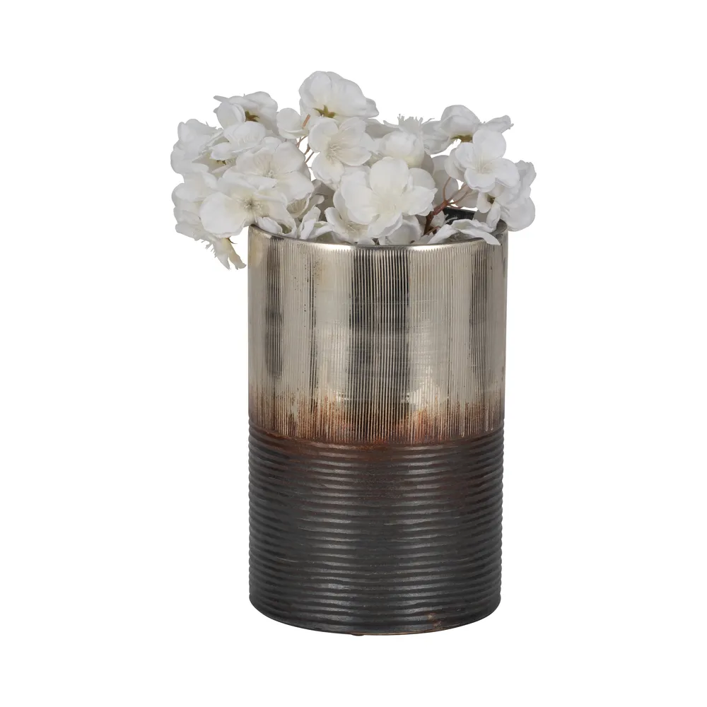 ARLOROSE SILVER GLASS VASE 9 (IN)