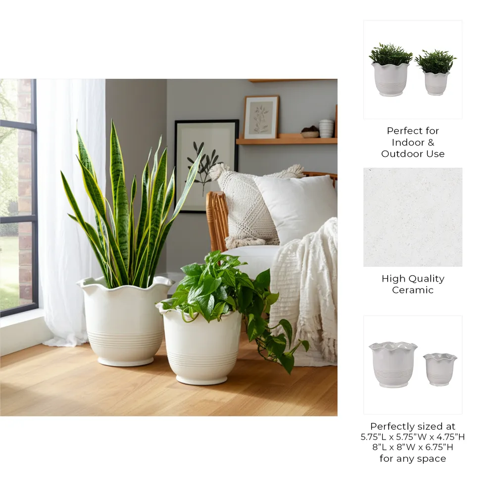 LENNONMOOR SET OF 2 IVORY PLANTER 8 (IN)