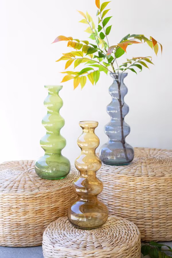 Small Glass Bubble Vase / Green