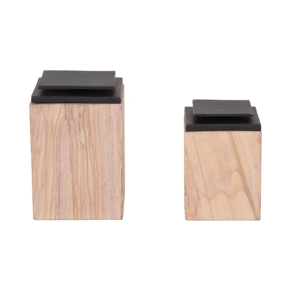 DRAPERMILL SET OF 2 BROWN BOXES 9 (IN)