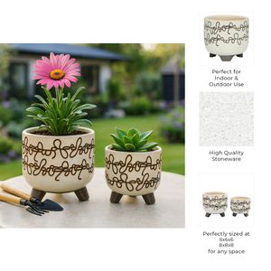 MASONLEY SET OF 2 IVORY PLANTER 7 (IN) 9