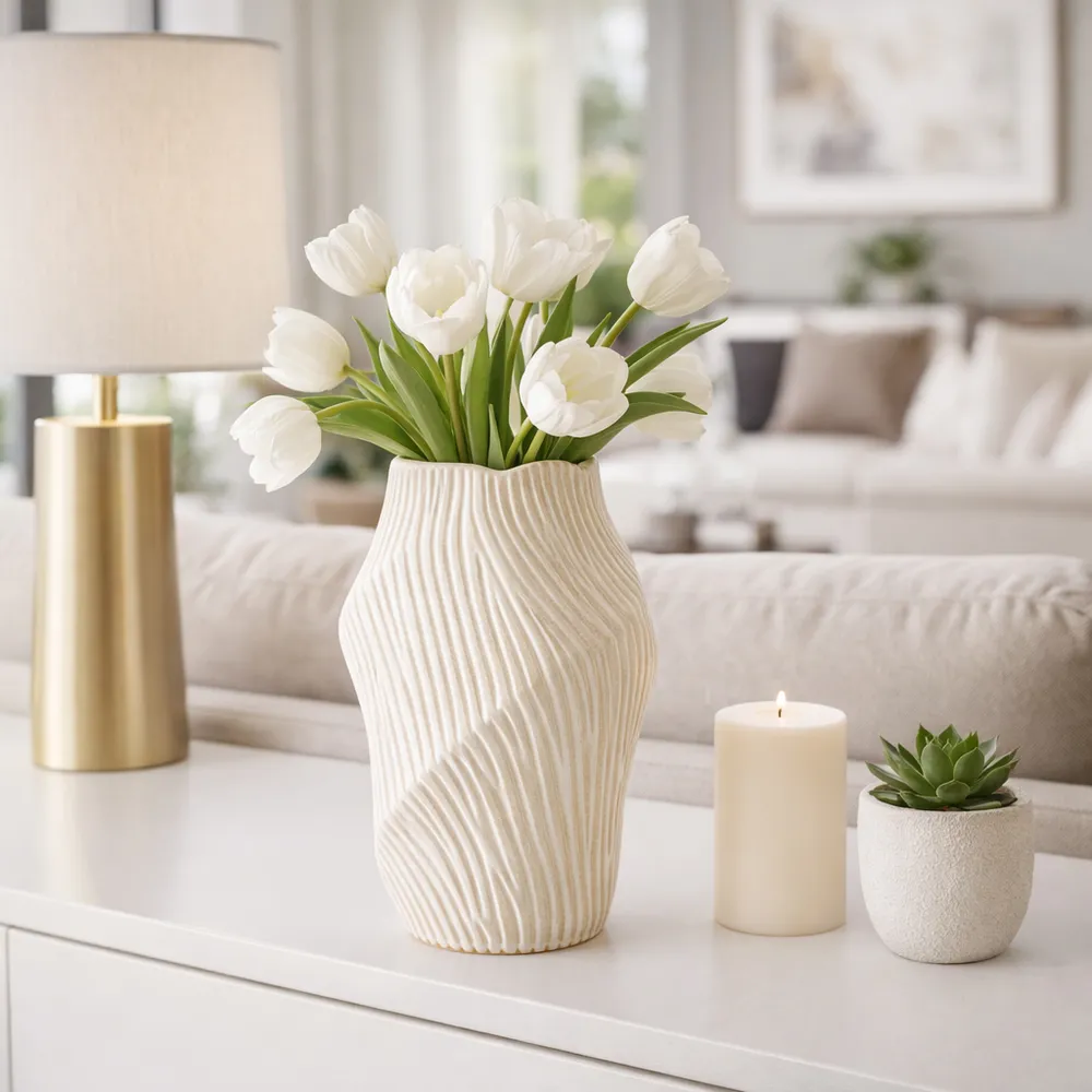 DORSEYSTONE CREAM VASE 14 (IN)