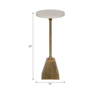 METAL, 23"H ROUND DRINK TABLE, GOLD/WHITE 7
