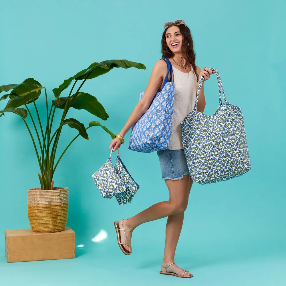 Blaire Blue Canvas Bucket Bag
