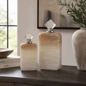 DAMIENMORE SET OF 2 TAN GLASS VASES 16 (IN) 12