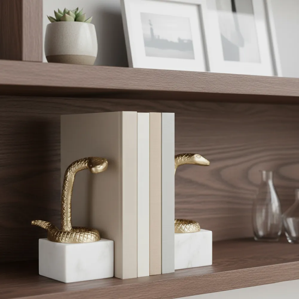 COLEROSE SET OF 2 GOLD BOOKENDS 8 (IN)
