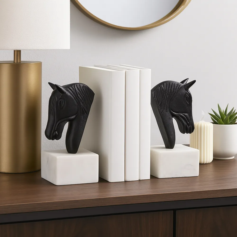 PARKERMOOR SET OF 2 BLACK BOOKENDS 8 (IN)