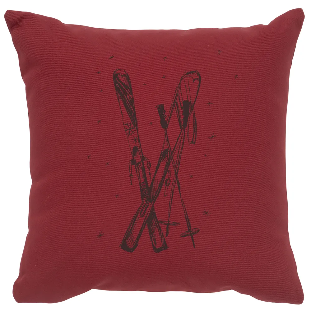 Image Pillow - Ski's - Cotton Brick
