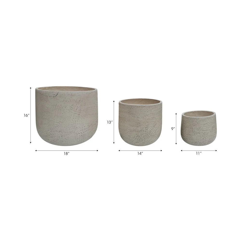 TODDCLIFF SET OF 3 IVORY PLANTER 16 (IN)