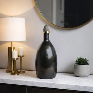 FARLEYDALE BLACK GLASS VASE 20 (IN) 12
