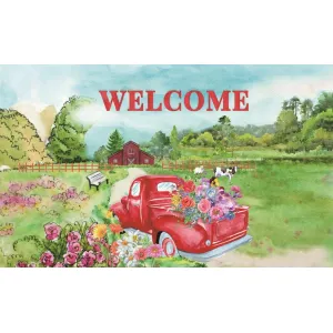 Red Farm Truck Floor Mat 1