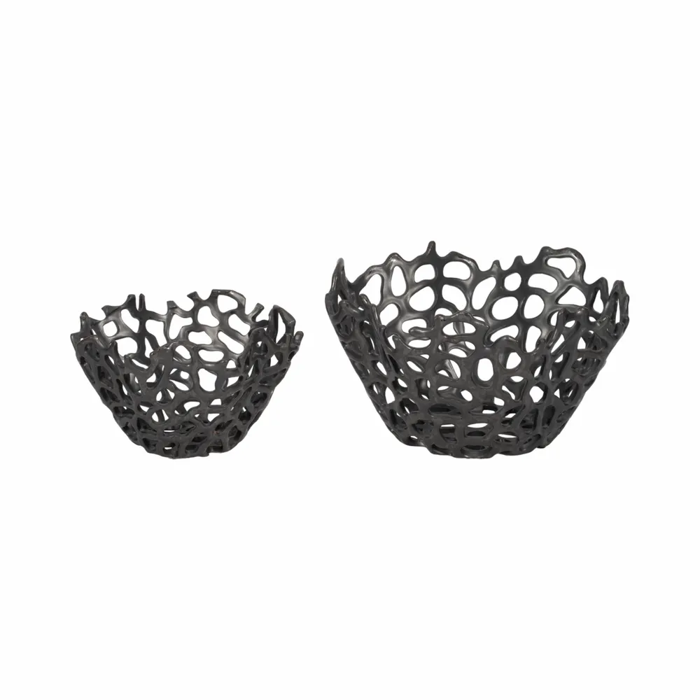 RAYMONDOAK SET OF 2 BLACK BOWLS 8 (IN)