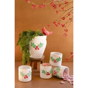 Clay Christmas Holly Container 3