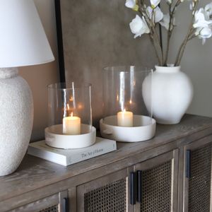 10X10" TERRACOTTA HURRICANE PILLAR HOLDER, WHITE 11