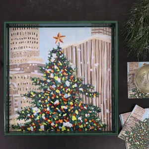 Cityscape Yuletide Square Lacquer Serving Tray 3