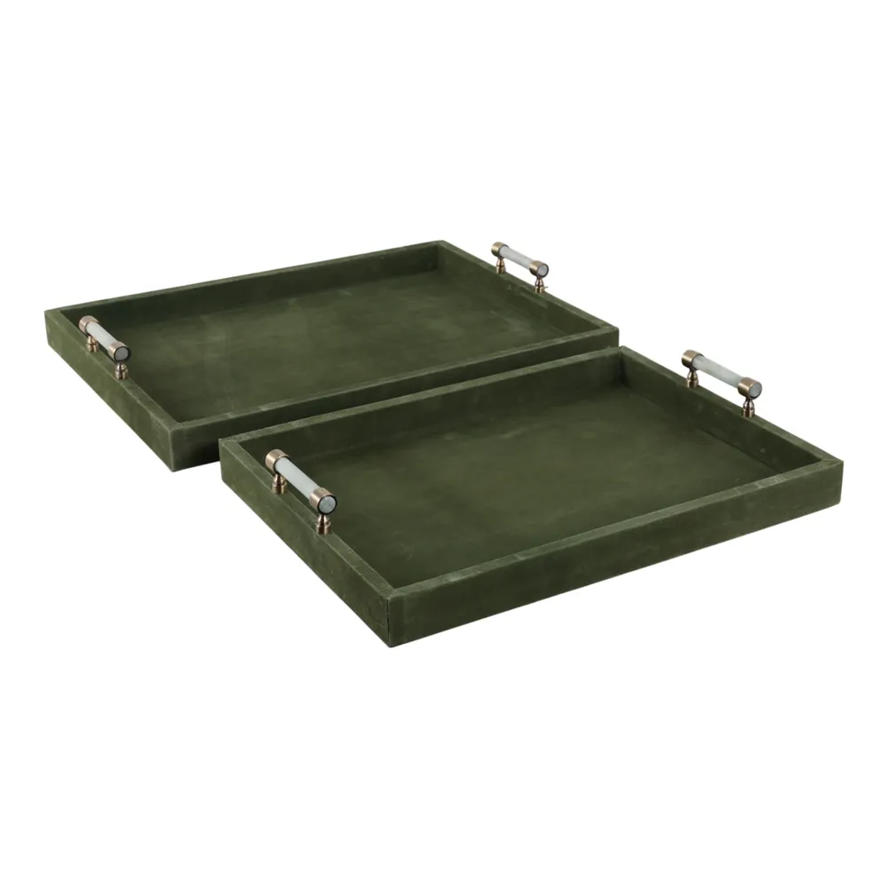 GLASTONGROVE SET OF 2 GREEN TRAY 3 (IN)