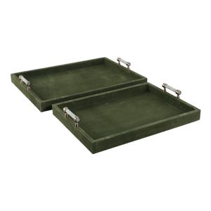 GLASTONGROVE SET OF 2 GREEN TRAY 3 (IN) 1