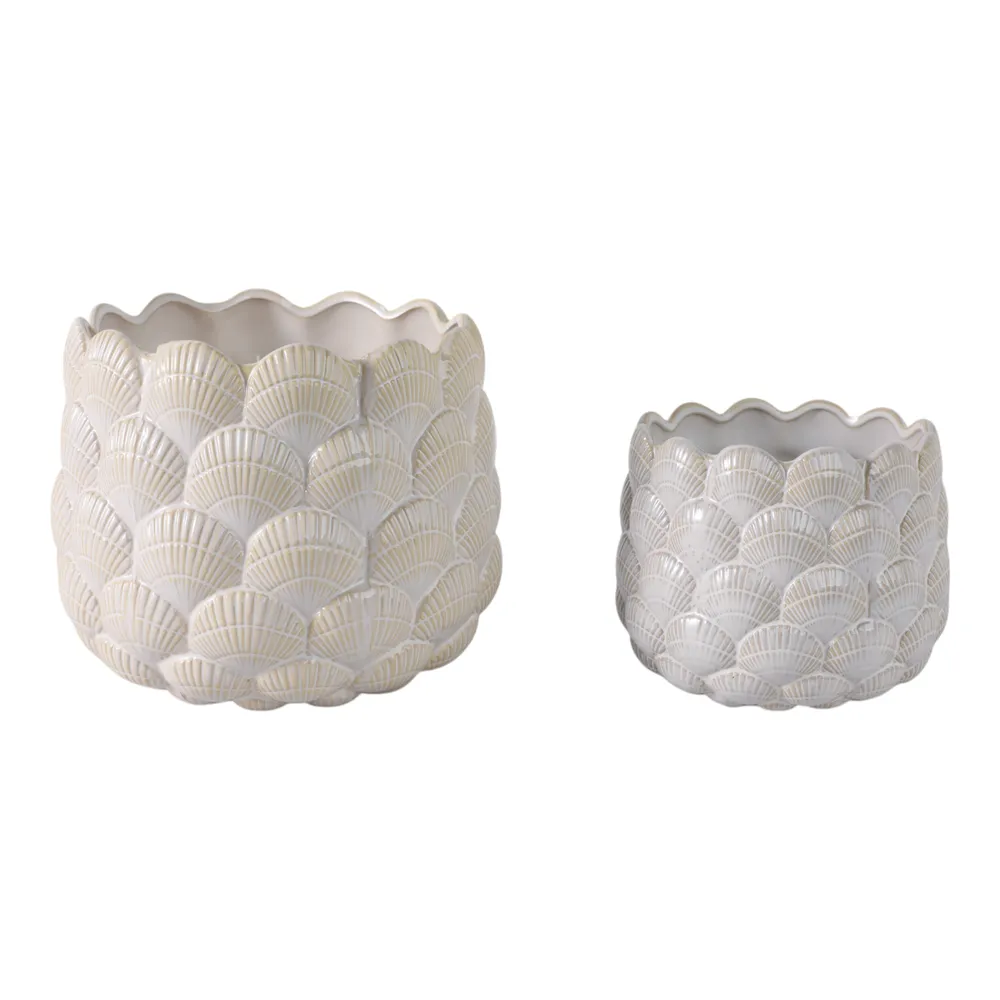 HARKENCREST SET OF 2 WHITE PLANTER 8 (IN)