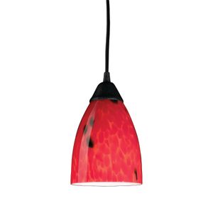 Classico 5'' Wide 1-Light Mini Pendant - Dark Rust with Fire Red Glass 1