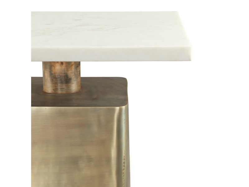 Nyra Side Table White & Brass 5