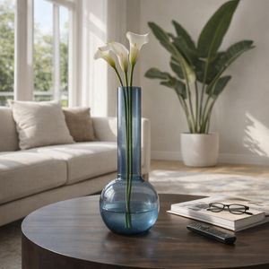 FIONACROSS BLUE GLASS VASE 19 (IN) 12