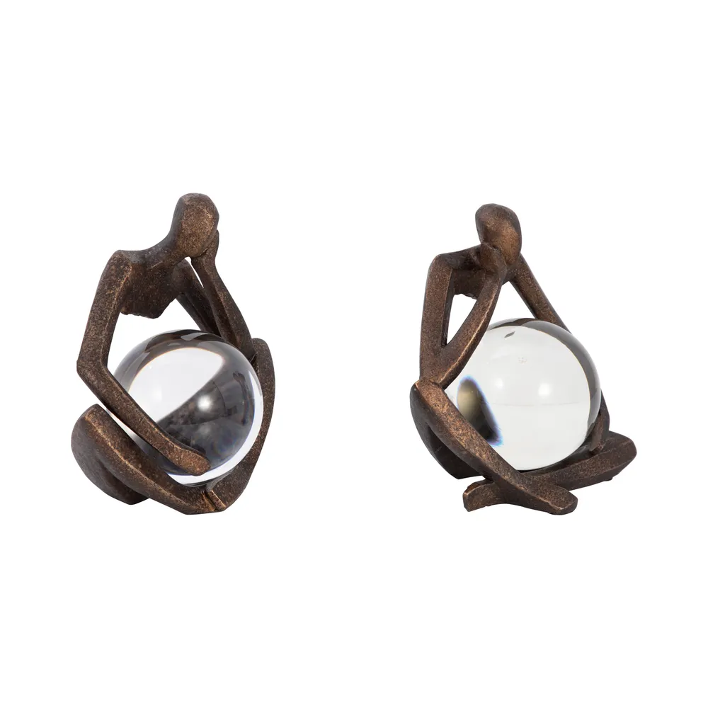 CLIFTONRUN SET OF 2 BLACK ORBS 8 (IN)