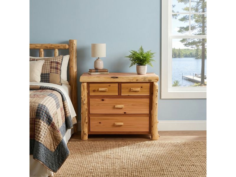 Cedar Log Four Drawer Low Boy - Coffee - Standard Line 1