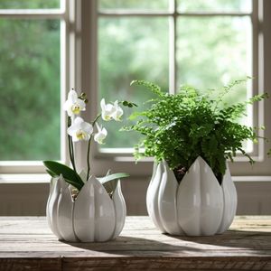 GENTRYWIND SET OF 2 WHITE PLANTER 8 (IN) 11