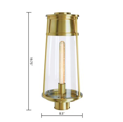 Cone 19.75″ High 1-Light Outdoor Post Light - Satin Brass