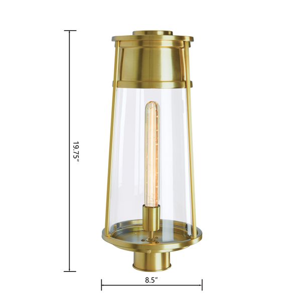 Cone 19.75'' High 1-Light Outdoor Post Light - Satin Brass