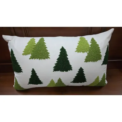 Rectangle Multie Colored Tree Pillow 12x19.5x1in