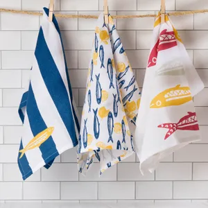Seaside Sardines Cotton Kitchen Towels (Set of 3) 3